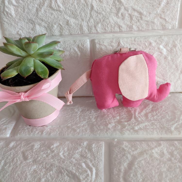 Porta-chaves elefante rosa